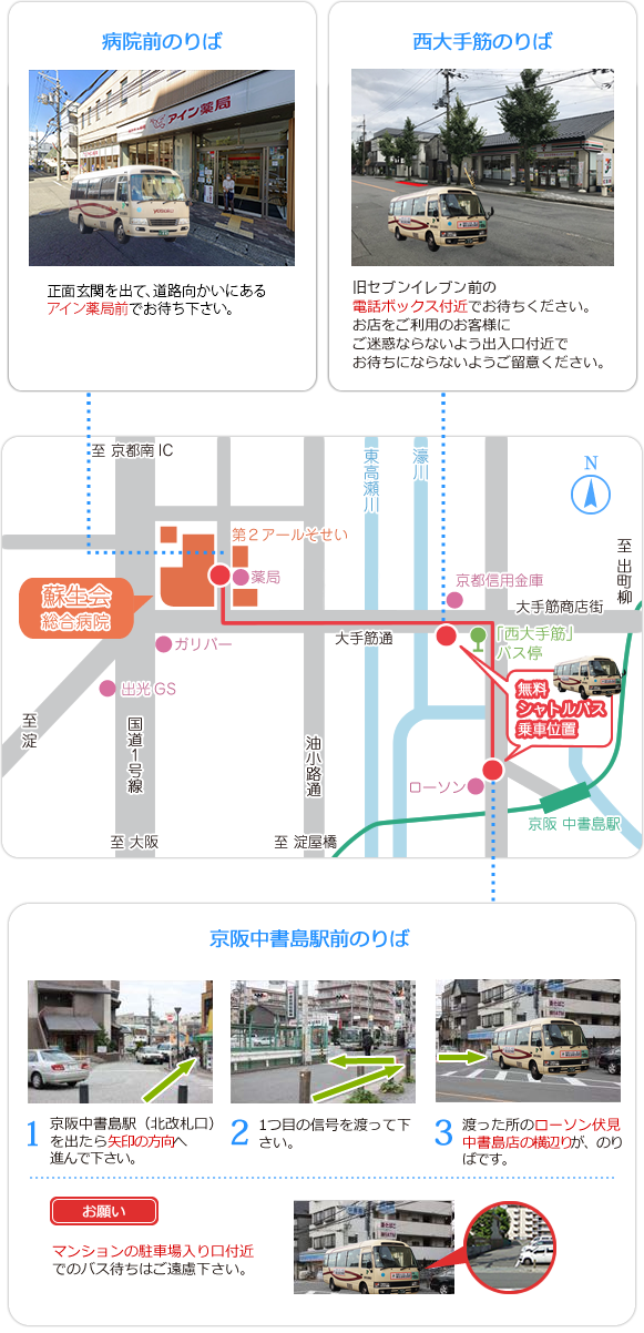 シャトルバス乗り場案内